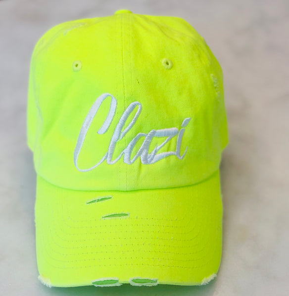 Neon Yellow Clazi Logo Vintage Hat