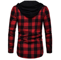 Men’s Red Plaid Hooded Shirt