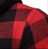 Men’s Red Plaid Hooded Shirt