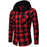 Men’s Red Plaid Hooded Shirt