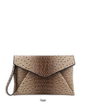 Croc texture envelope clutch with chain