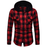 Men’s Red Plaid Hooded Shirt