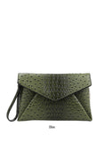 Croc texture envelope clutch with chain