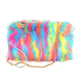 Clazi rainbow furr pouch bag