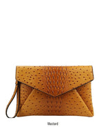 Croc texture envelope clutch with chain