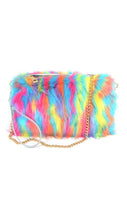 Clazi rainbow furr pouch bag