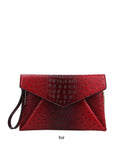 Croc texture envelope clutch with chain