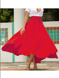 Red high waisted skirt