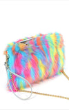 Clazi rainbow furr pouch bag