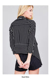 Black With White Striped Open Front Blazer