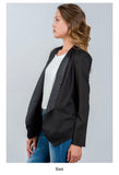 Black Angled Blazer With Satin Detail For The Tuxedo Look.