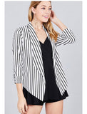 White With Black Striped Open front blazer