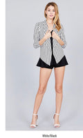 White With Black Striped Open front blazer