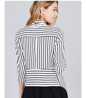 White With Black Striped Open front blazer